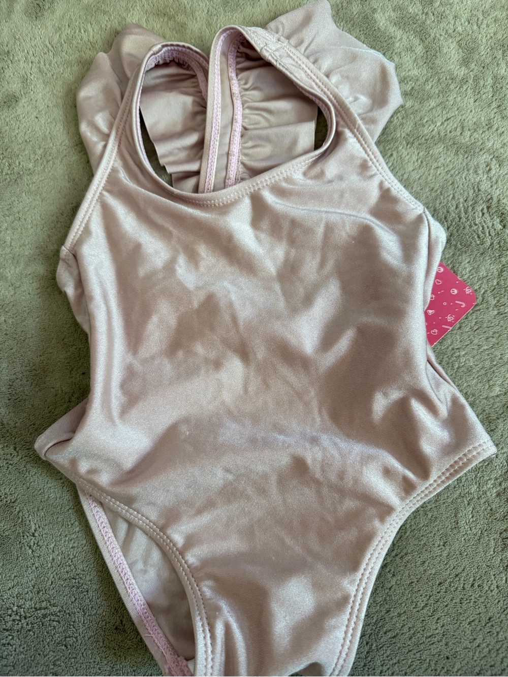 Girls' Light Pink One-Piece Swimsuit - Classic Ruffle Back